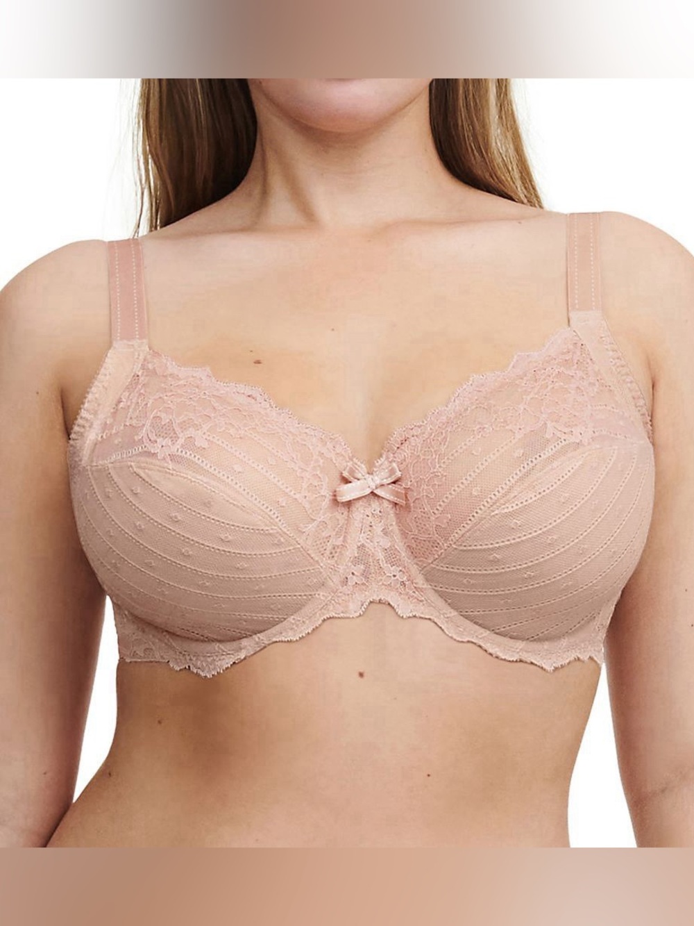 Chantelle Rive Gauche C32810 Beige Lace Full Coverage Underwire Bra 34H Plus